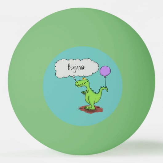 Niedliches Feuer atmet grün lustiger Drache Cartoo Tischtennisball (Vorderseite)