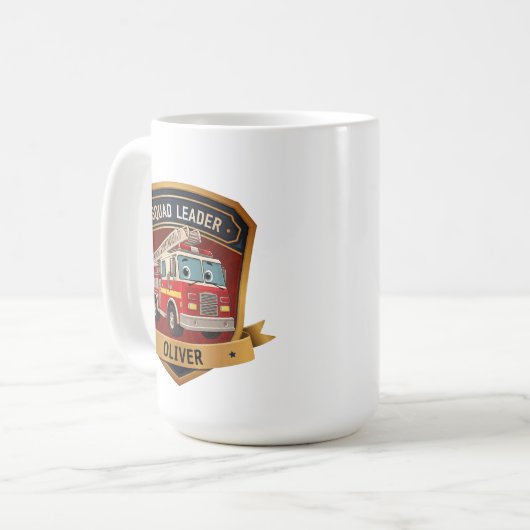 Niedliches FeuerwehrAbzeichen Personalisiert Kaffeetasse (Vorderseite Links)
