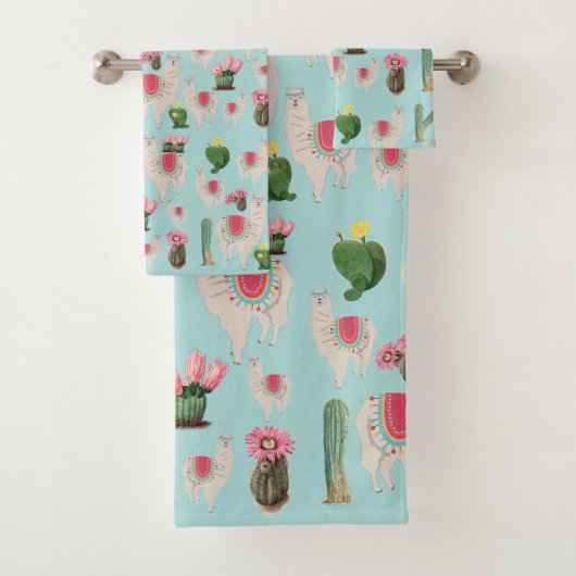 Niedliches Fiesta Llama & Cactus Pattern Badhandtuch Set (Insitu)