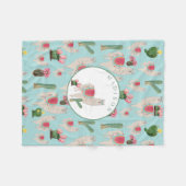 Niedliches Fiesta Llama & Cactus Pattern Fleecedecke (Vorderseite (Horizontal))
