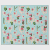 Niedliches Fiesta Llama & Cactus Pattern Geschenkpapier (Flach)