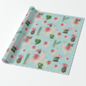 Niedliches Fiesta Llama & Cactus Pattern Geschenkpapier (Ungerollt)