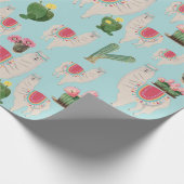 Niedliches Fiesta Llama & Cactus Pattern Geschenkpapier (Ecke)