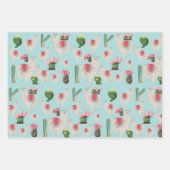 Niedliches Fiesta Llama & Cactus Pattern Geschenkpapier Set (Vorderseite)