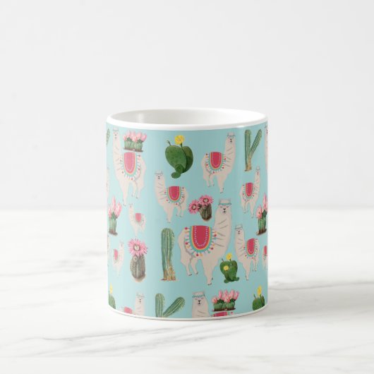 Niedliches Fiesta Llama & Cactus Pattern Kaffeetasse (Mittel)