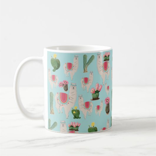 Niedliches Fiesta Llama & Cactus Pattern Kaffeetasse (Links)
