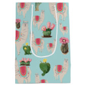 Niedliches Fiesta Llama & Cactus Pattern Mittlere Geschenktüte (Rückseite)