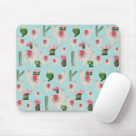Niedliches Fiesta Llama & Cactus Pattern Mousepad (Mit Mouse)
