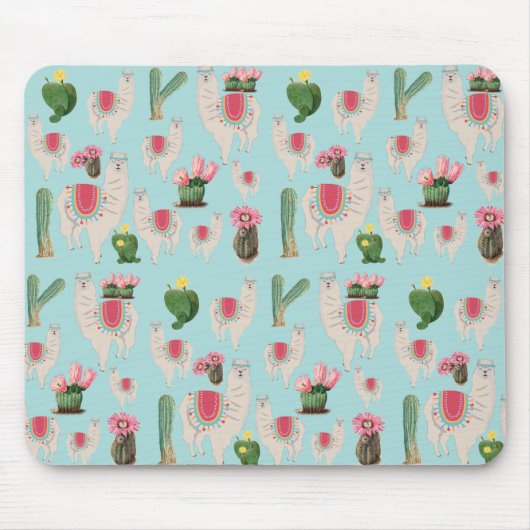 Niedliches Fiesta Llama & Cactus Pattern Mousepad (Vorne)