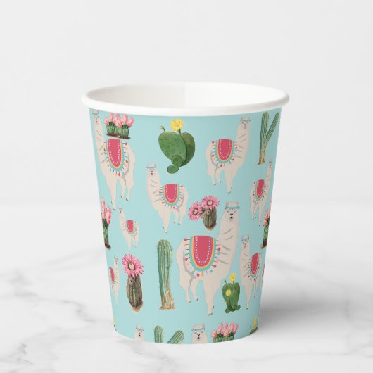 Niedliches Fiesta Llama & Cactus Pattern Pappbecher (Links)