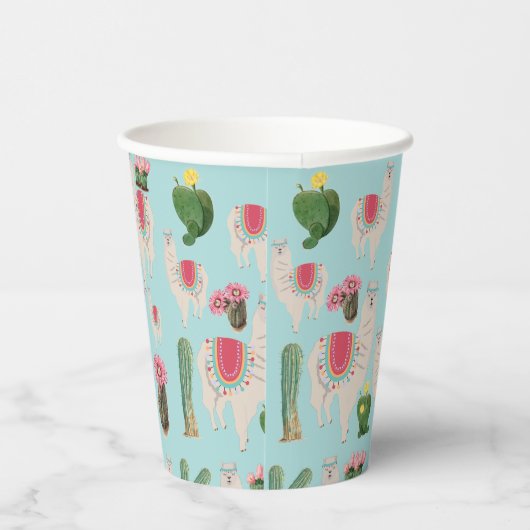Niedliches Fiesta Llama & Cactus Pattern Pappbecher (Rechts)