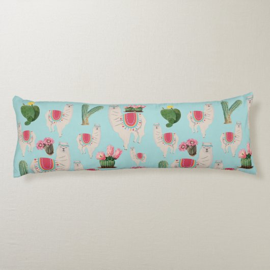 Niedliches Fiesta Llama & Cactus Pattern Seitenschläferkissen (Rückseite)