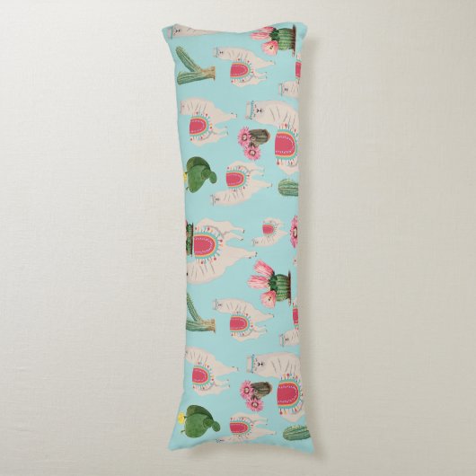 Niedliches Fiesta Llama & Cactus Pattern Seitenschläferkissen (Vorderseite Vertikal)