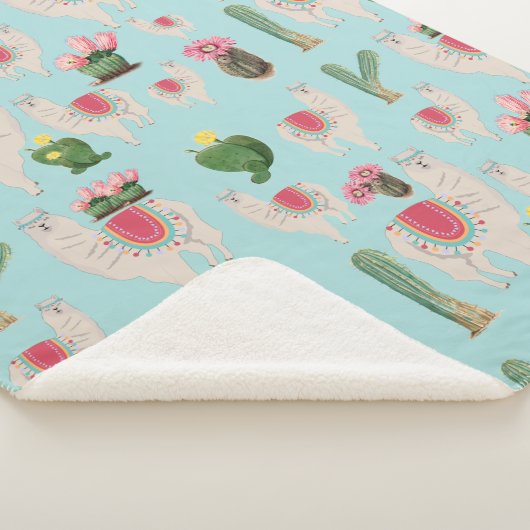 Niedliches Fiesta Llama & Cactus Pattern Sherpadecke (3/4)
