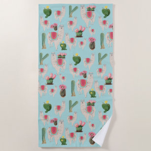 Niedliches Fiesta Llama & Cactus Pattern Strandtuch