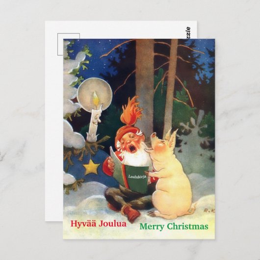 Niedliches finnisches Tomte oder Haltija Gnome & P Postkarte (Vorne/Hinten)