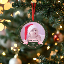 Niedliches First Christmas Baby Girl Zwei Foto Kee Ornament