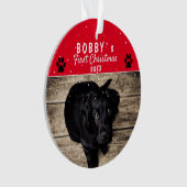 Niedliches First Puppy Christmas Paw Red Dog Foto Ornament (Vorderseite)
