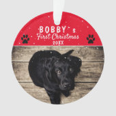 Niedliches First Puppy Christmas Paw Red Dog Foto Ornament (Vorderseite)