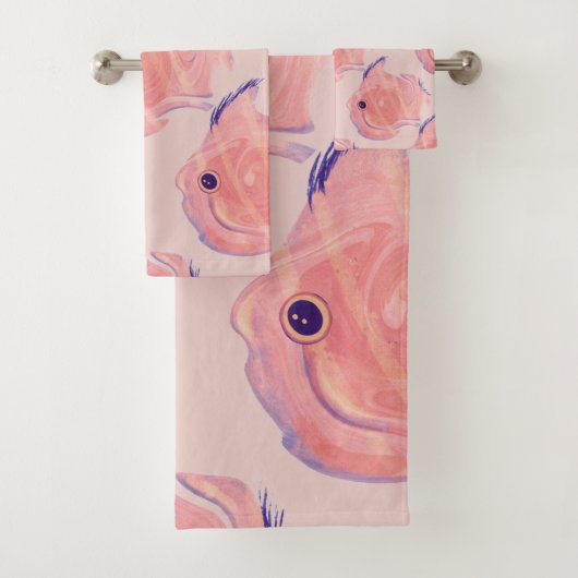 Niedliches Fisch Rosa Handtuch Badhandtuch Set (Insitu)