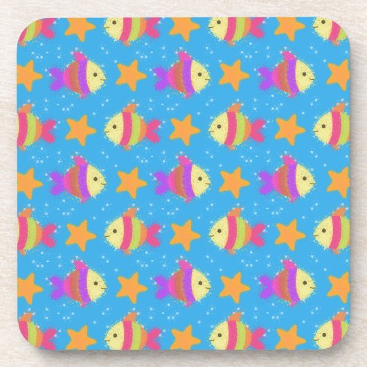 Niedliches Fisch- und Seeteufel-Muster Untersetzer (Vorderseite)