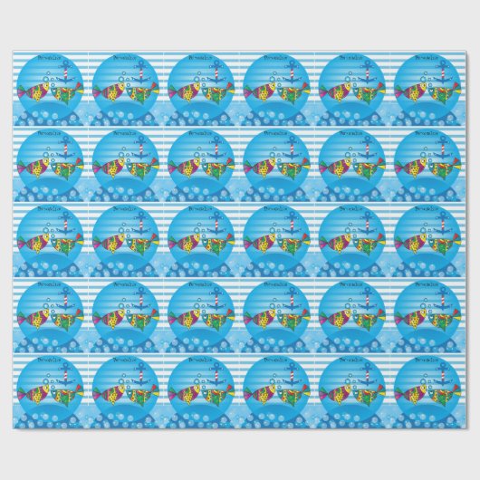 Niedliches fischartiges Blasen-Baby-Duschen-Thema Geschenkpapier (Flach)