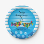 Niedliches fischartiges Blasen-Baby-Duschen-Thema Pappteller (Vorderseite)