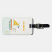 Niedliches Fischen Bären Star Sailboat Kids Monogr Gepäckanhänger (Vorderseite horizontal)