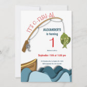 Niedliches Fischerboot erster Geburtstag Einladung (Vorderseite)