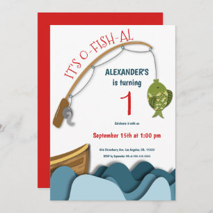 Niedliches Fischerboot erster Geburtstag Einladung