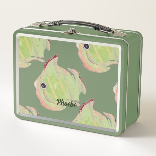 Niedliches Fischessen Metall Brotdose (Vorderseite)