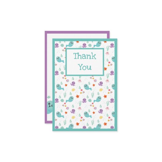 Niedliches Fischkutschenmädchen Dankeskarte (Vorderseite/Rückseite Beispiel)