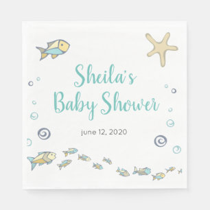 Niedliches Fischmeer Themed Babydusche Serviette