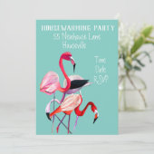 Niedliches Flamingo Aquarellwochenwärme Party Einladung (Stehend Vorderseite)