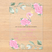 Niedliches Flamingo, Blätter, Blumenkinderdusche Acryleinladungen (Vorderseite)