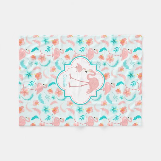 Niedliches Flamingo-Mama-und Baby-Muster Fleecedecke (Vorderseite (Horizontal))