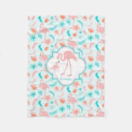 Niedliches Flamingo-Mama-und Baby-Muster Fleecedecke