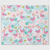 Niedliches Flamingo Mint Grün tropisches Muster Geschenkpapier (Flach)