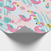 Niedliches Flamingo Mint Grün tropisches Muster Geschenkpapier (Ecke)