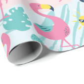 Niedliches Flamingo Mint Grün tropisches Muster Geschenkpapier (Rolleneckpunkt)