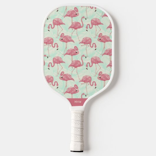 Niedliches Flamingo-Muster, benutzerdefiniert Pickleball Schläger (Rückseite)