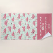 Niedliches Flamingo-Muster, benutzerdefinierter Te Strandtuch (Vorderseite)