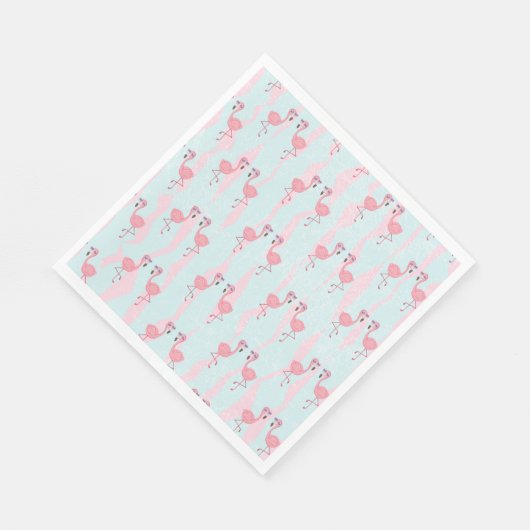 Niedliches Flamingo-Muster in rosa und grünem Part Serviette (Ecke)