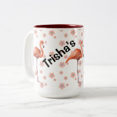 Niedliches Flamingo personalisiert Zweifarbige Tasse (Vorderseite Links)