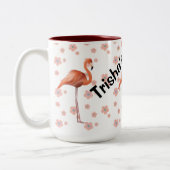 Niedliches Flamingo personalisiert Zweifarbige Tasse (Links)