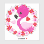 Niedliches Flamingo, rosa Flamingo, Vogel, Blume,  Aufkleber (Blatt)
