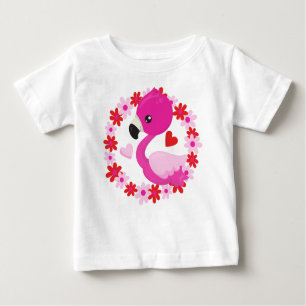 Niedliches Flamingo, rosa Flamingo, Vogel, Blume,  Baby T-shirt