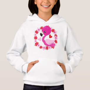 Niedliches Flamingo, rosa Flamingo, Vogel, Blume, Hoodie