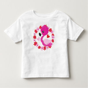 Niedliches Flamingo, rosa Flamingo, Vogel, Blume, Kleinkind T-shirt