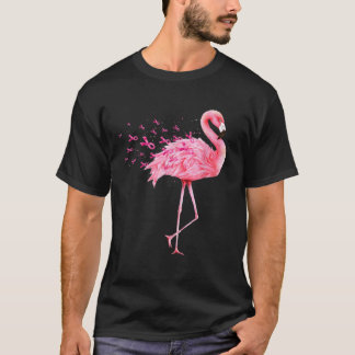 Niedliches Flamingo Rosa Ribbon Brustkrebs Bewusst T-Shirt